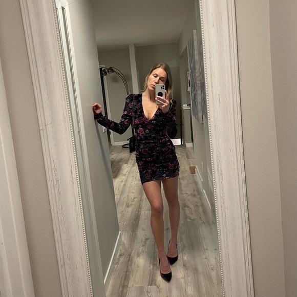 Ronny Kobo Floral Velvet Mini Dress - Picture 8 of 8